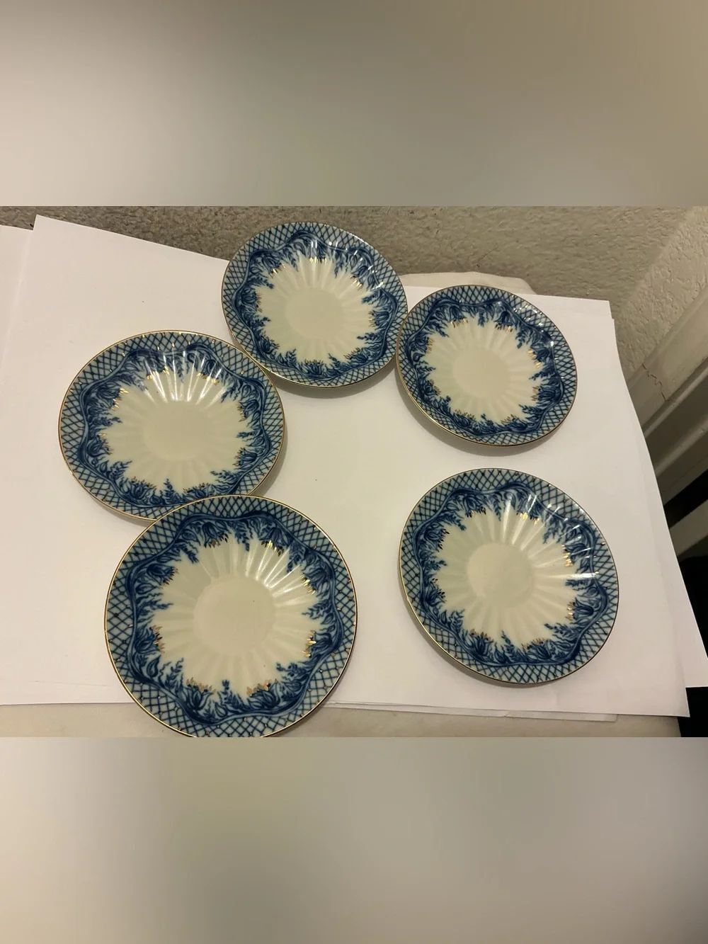 LOMONOSOV St. Petersburg Russia 1744 TENDERNESS TEA saucers set of 5 G6